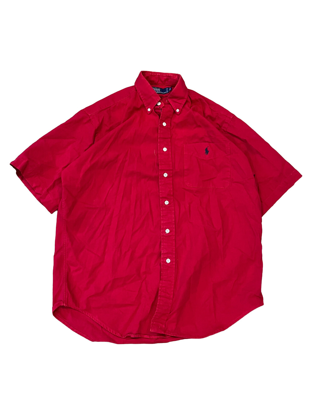 Vintage Polo Ralph Lauren Button Down Shirt Mens Med Red Pocket Pony